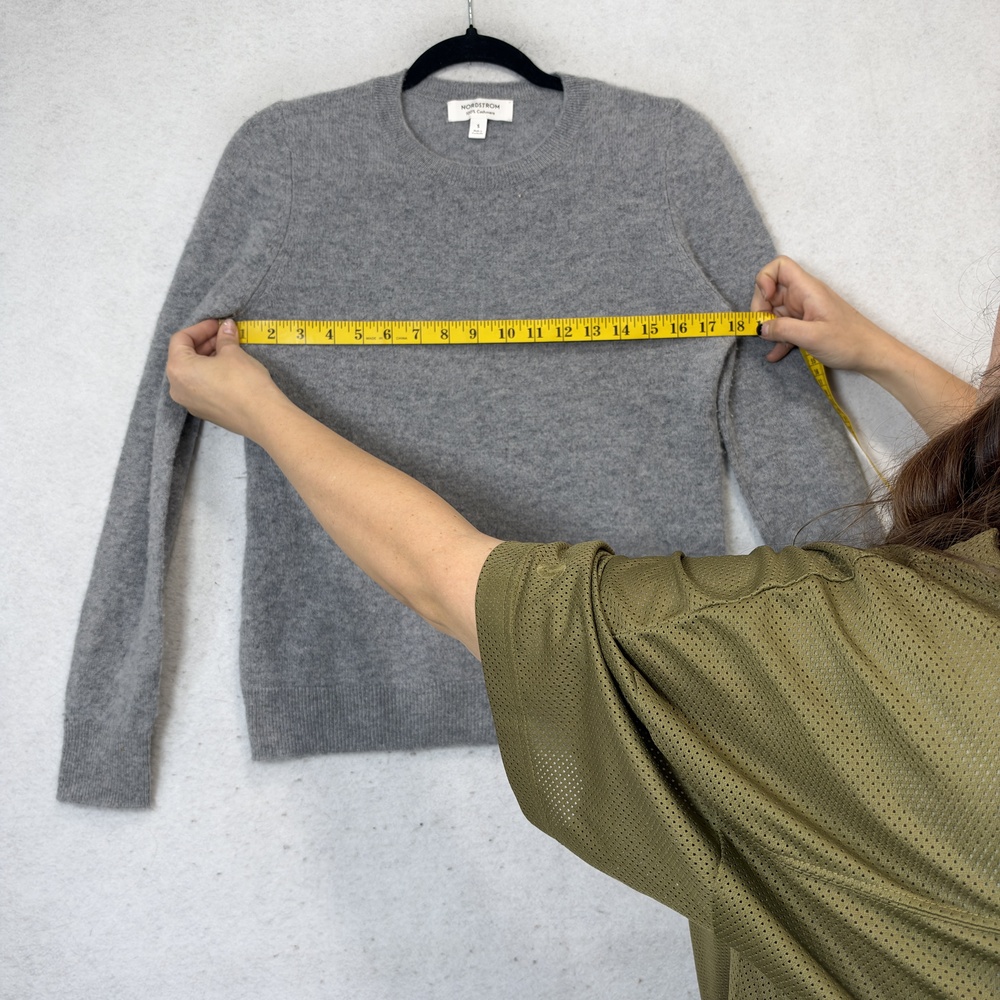 Nordstrom Sweater Womens Small Gray 100% Cashmere Crew Neck Knit Pullover - Picture 6 of 8
